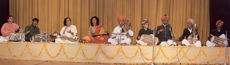 Krishna Bhatt with Manganiyar folk musicians at a special gala performance in Rajasthan.